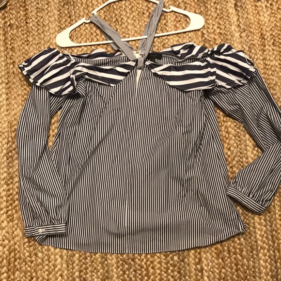 J. Crew Off the Shoulder Tie Neck Blouse - Picture 2 of 3